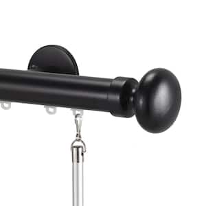 Tekno 25 132 in. Non-Adjustable 1-1/8 in. Single Traverse Window Curtain Rod Set in Black with Oval Finial