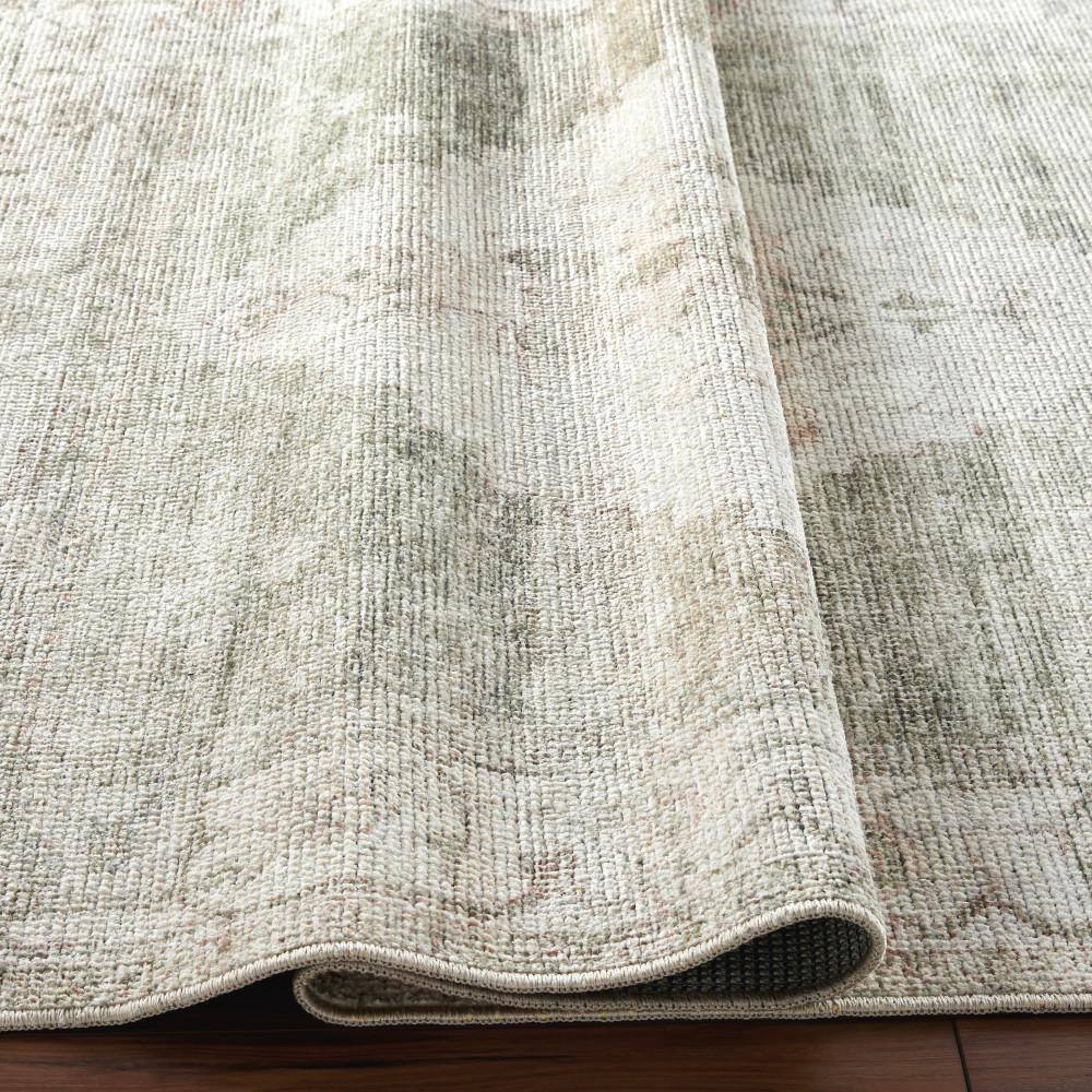 Ivory Wool-Synthetic Blend Handmade-Look Rectangular Rug, 6'7" x 9'