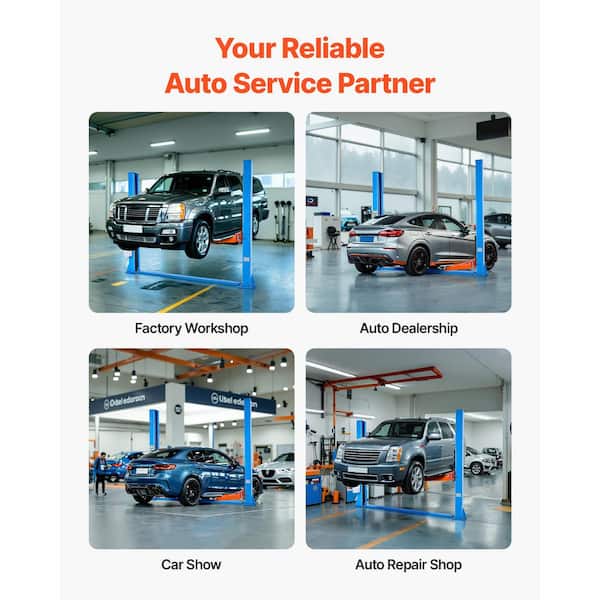 Symmetric 2 Post Car Lift 9000 lb. Capacity, 220V 2.95 HP Motor, Hoist for Sedan/SUV, 74. 8in. Height, Garage/Shop, Blue