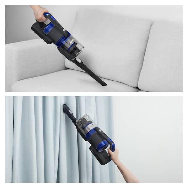 RapidClean Pro Bagless Cordless Stick Vacuum Cleaner for Hard Floor & Carpet with LED Headlights, 40Min Runtime, in Blue