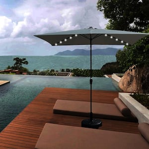 10 ft. x 6.5 ft. Metal Market Solar Tilt Patio Umbrella in Anthracite with Solar Led Lights and Crank