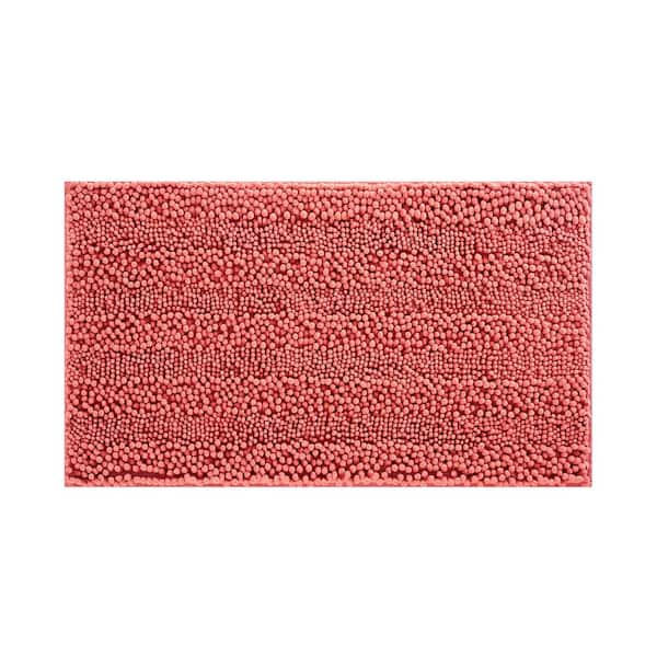 Laura Ashley Astor Chenille 20 in. x 34 in. Red Polyester Non-Slip Rectangle Bath Mat