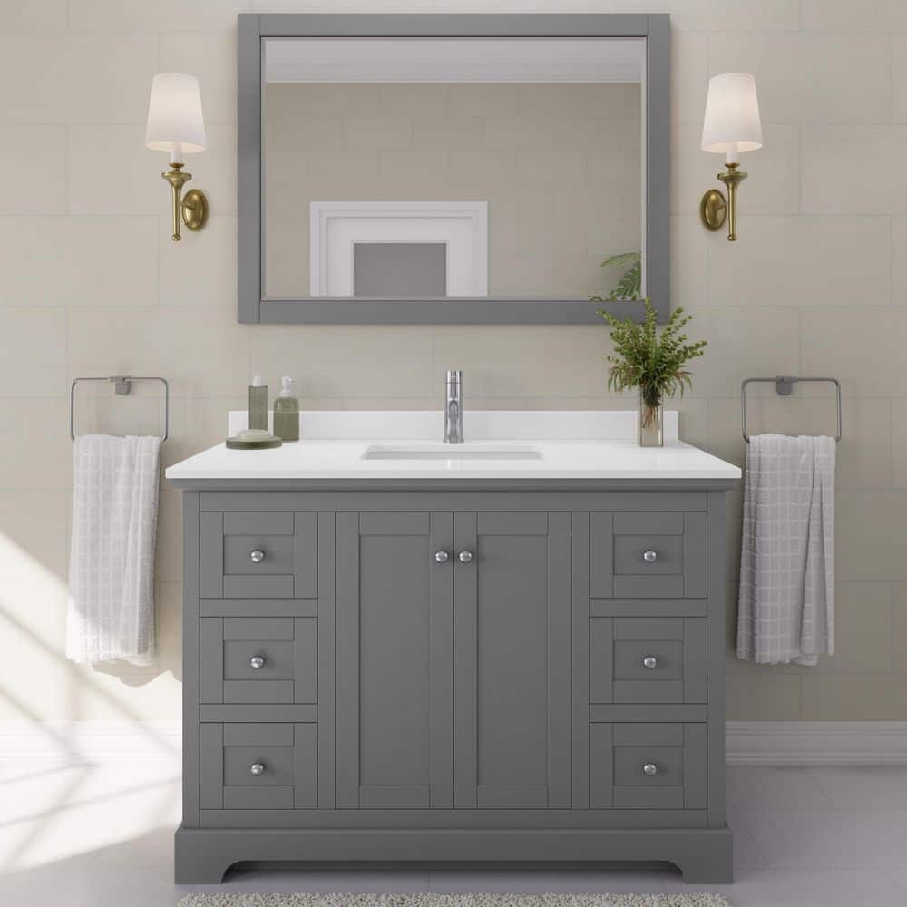 Avery 48 in. W x 22 in. D x 35 in. H Single Bath Vanity in Dark Gray with White Quartz Top price history on PriceWatchPro