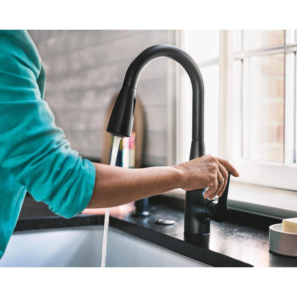 Matte Black Touchless Single-Handle Pull-Down Kitchen Faucet with Spray