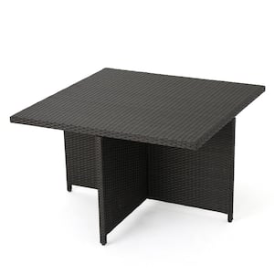 47.75 in. Dark Brown Rattan Square Outdoor Dining Table