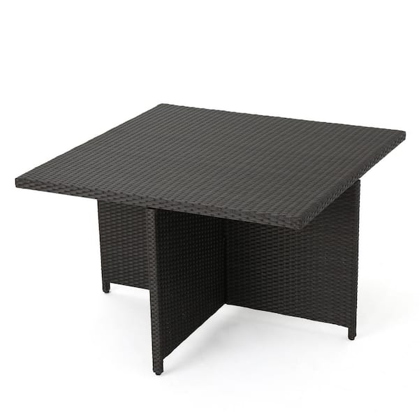 Clihome 47.75 in. Dark Brown Rattan Square Outdoor Dining Table