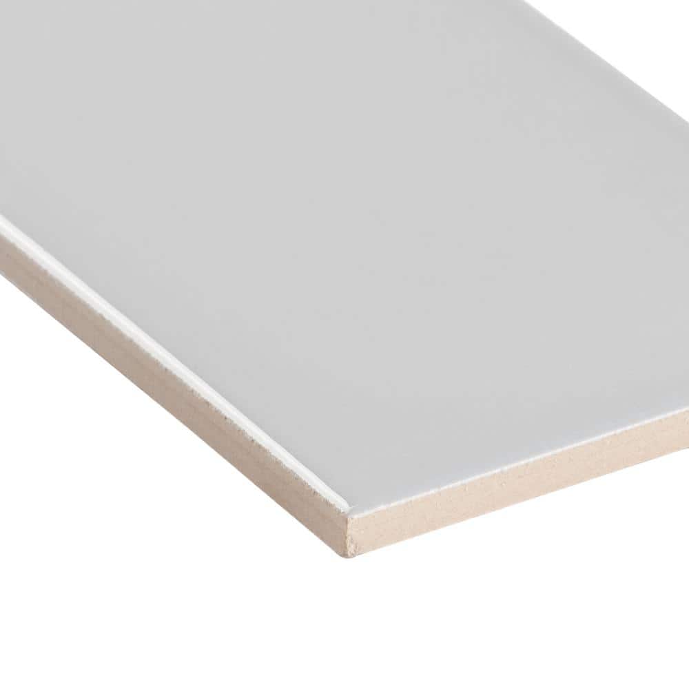 Light Gray Polished Porcelain Subway Wall Tile 3.93 x 11.81 in