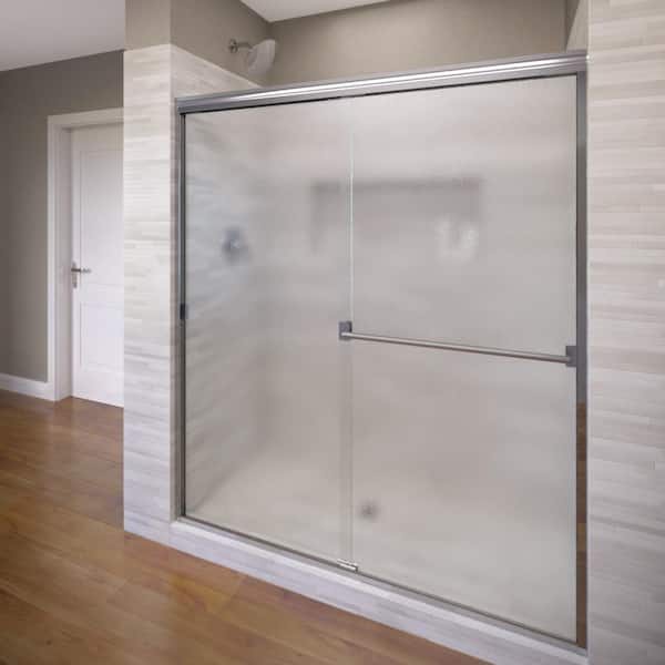 Basco Classic 56 in. x 70 in. Semi-Frameless Sliding Shower Door in Silver
