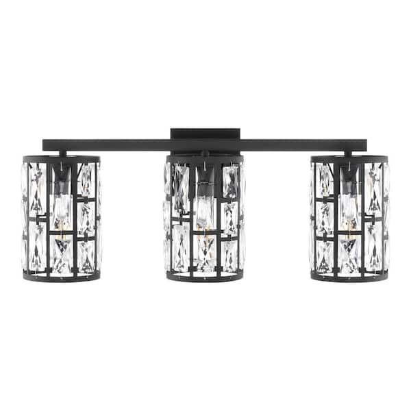 Home Decorators Collection Kristella 24 in. 3-Light Black Vanity Light ...