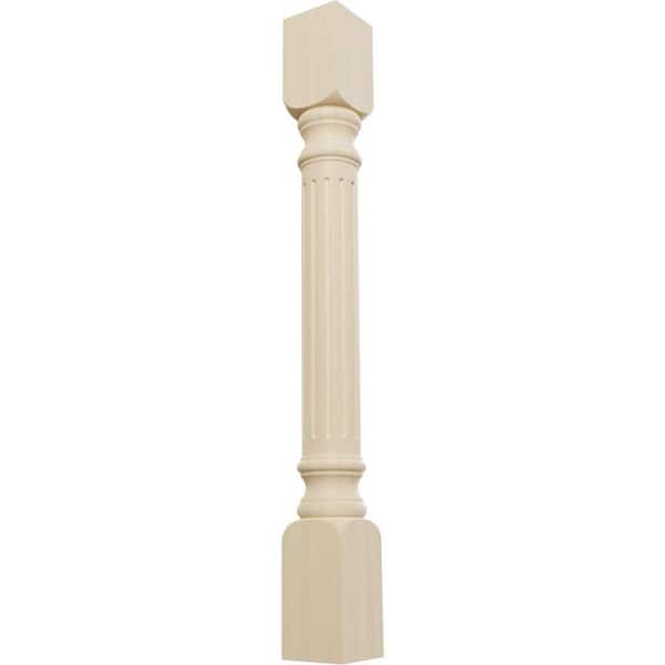 Ekena Millwork 3-3/4 in. x 3-3/4 in. x 35-1/2 in. Unfinished Rubberwood Richmond Fluted Cabinet Column