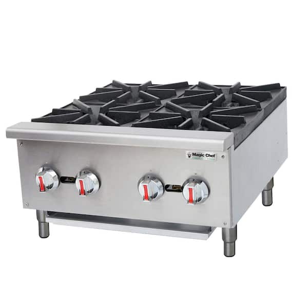 Magic Chef 24 in. Commercial 4-Burner Countertop Gas Hotplate in Stainless Steel