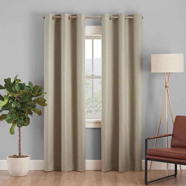 Eclipse Desmond Flax Solid Polyester 108 in. L x 40 in. W Blackout Grommet Curtain