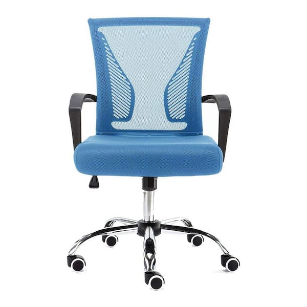 VANDUE Zuna Black and Blue Ergonomic Mesh Mid Back Office Desk Rolling Chair