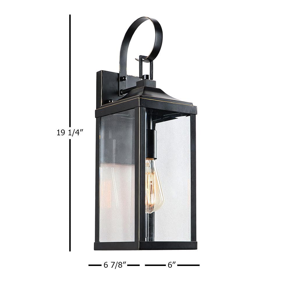Imperial Black Steel Outdoor Wall Lantern with Clear Glass Panels