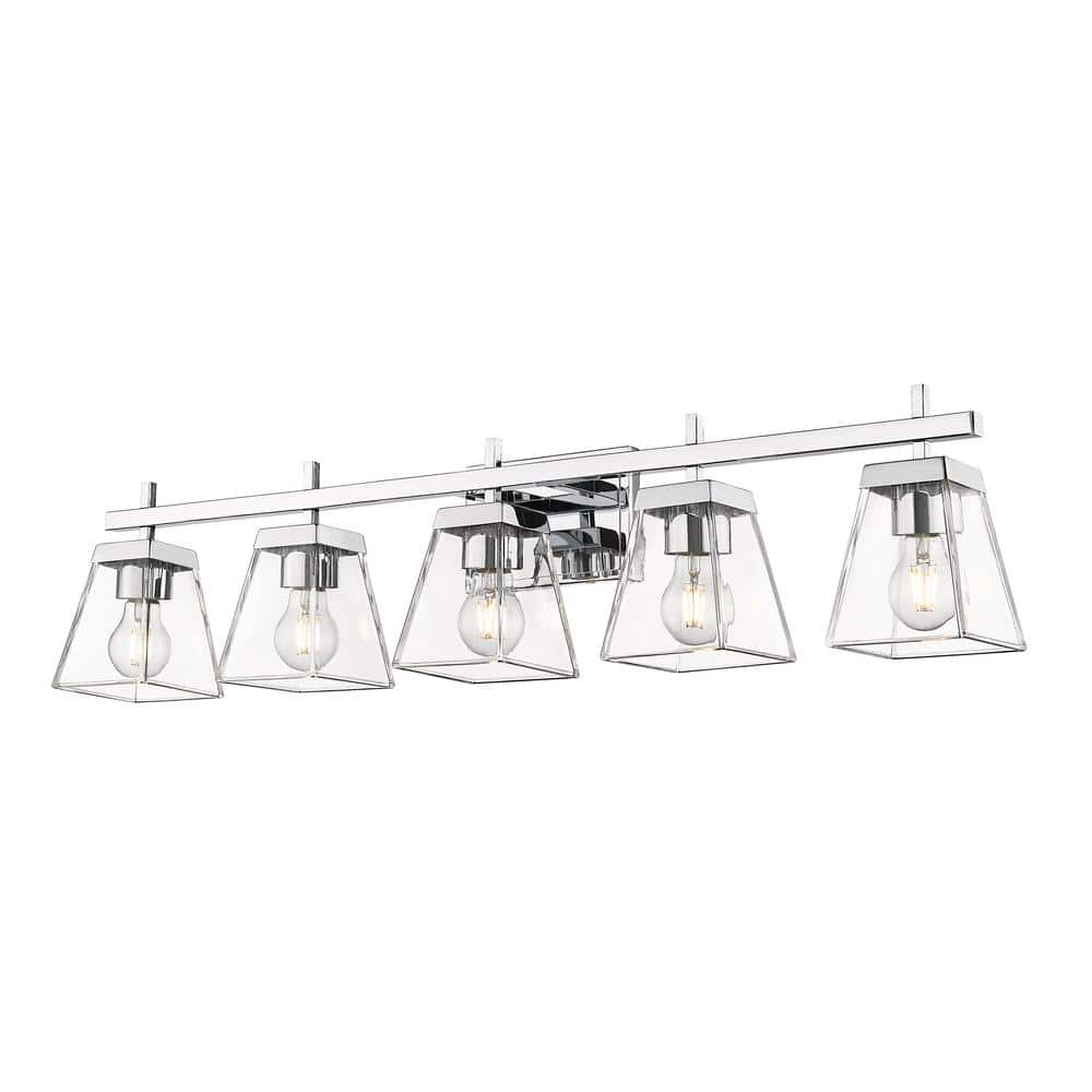 Lauren 39" Chrome 5-Light Vanity with Glass Shades