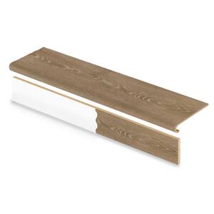 Virgil Island Oak 47 in. L x 12.15 in. W x 1.69 in. T Laminate Stair Tread and Reversible Riser Kit Adhesive