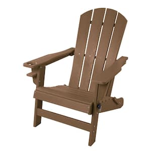 Folding HDPE Plastic Resin Deck Adirondack Chair in Taupe Color