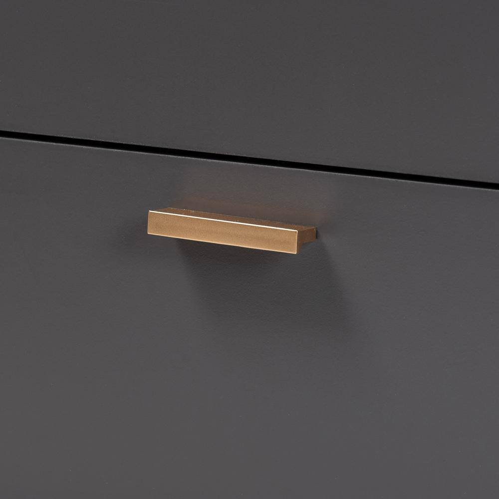 Contemporary Dark Grey Wood Sideboard with Gold Accents