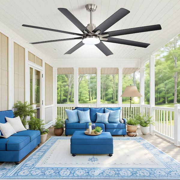 5.5 ft. Indoor Brushed Nickel 265-Volt 110 RPM Smart Industrial HVLS Ceiling Fan w/ Integrated LED, Reversible DC Motor