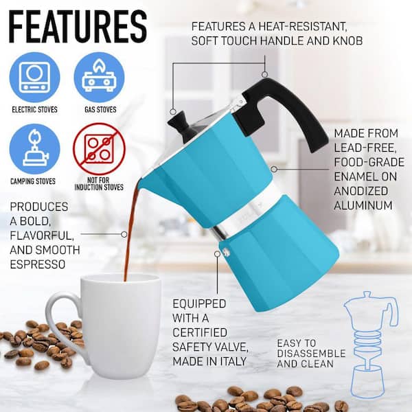 Zulay Kitchen 6-Cup Premium Moka Pot Stovetop Espresso Maker