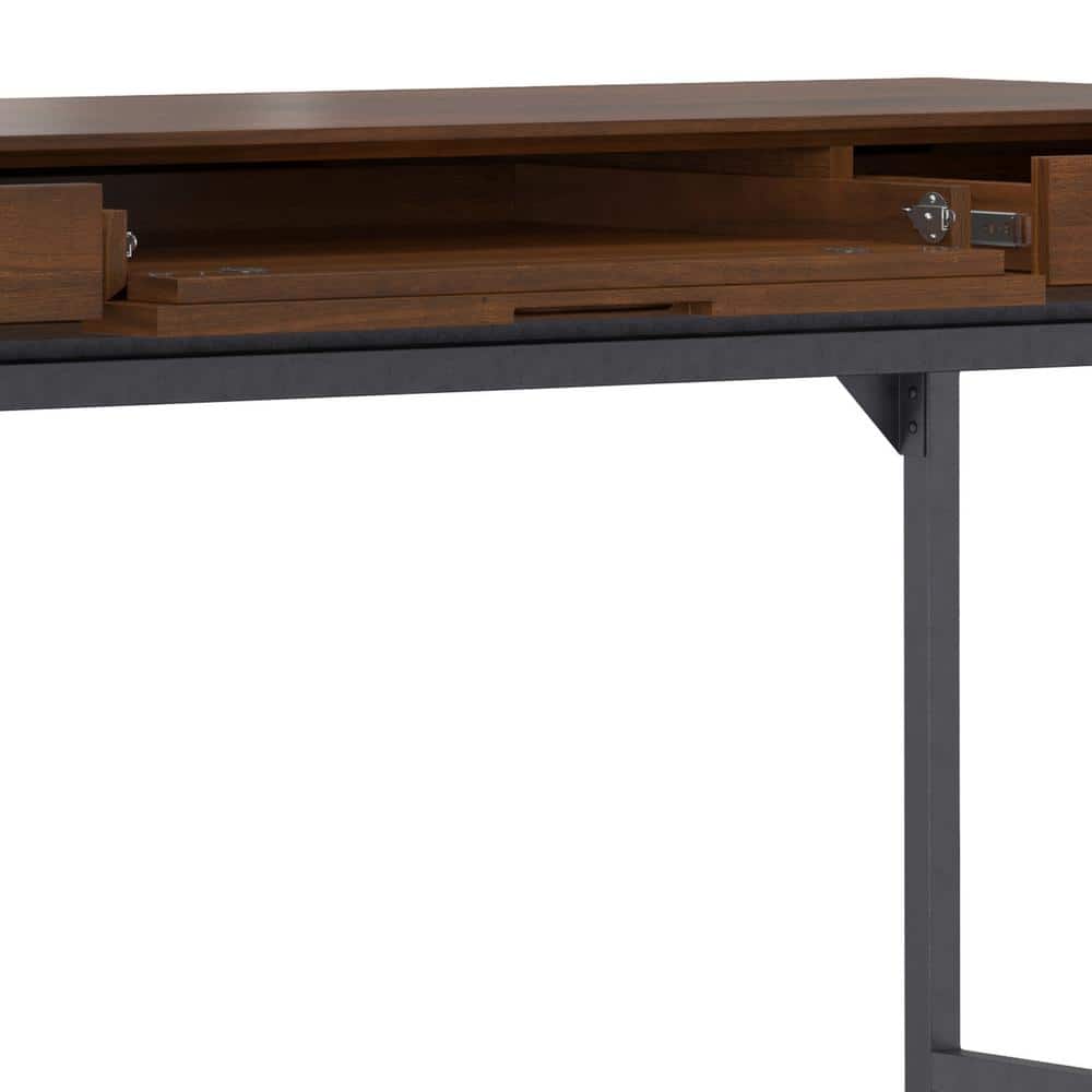 Walnut Veneer Executive Desk with Drawer and Keyboard Tray