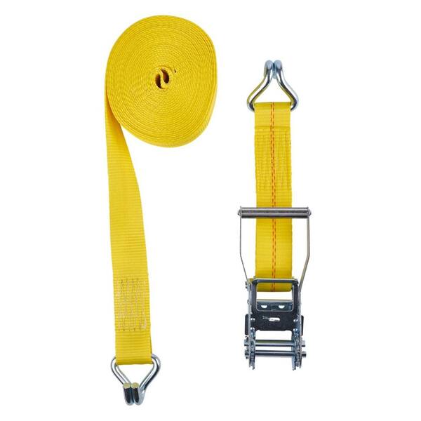 30 Foot Commercial Grade Ratchet Tie Down with Double J-Hooks