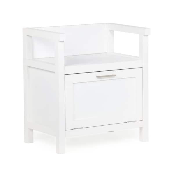 Brooklyn + Max Brockton Pure White Ready to Assemble MDF Storage Hamper Bench