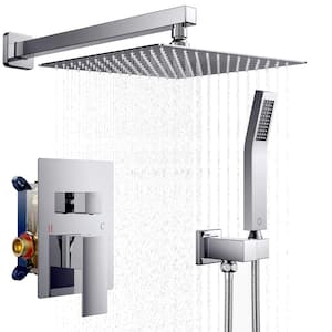12 in. 2-Jet High Pressure Shower System with Handheld in Chrome (Valve Included)