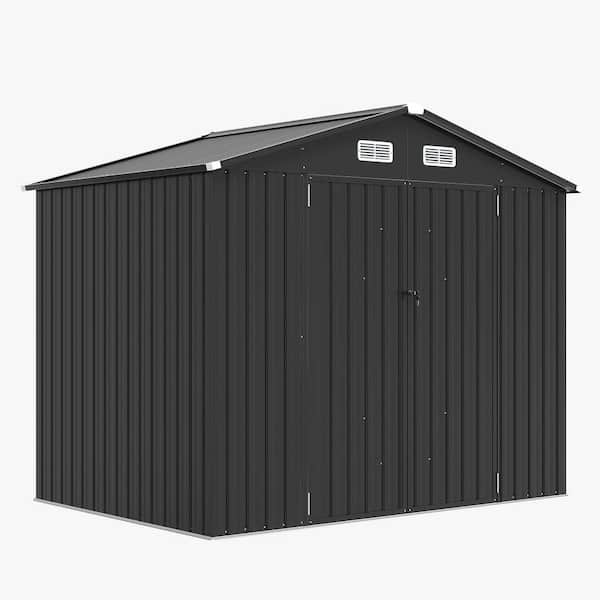 8 ft. W x 6 ft. D Metal Storage Shed with Lockable Doors Galvanized Steel Frame for Patio (49 sq. ft.)