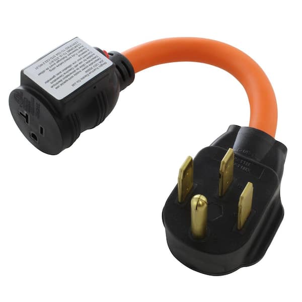 AC WORKS 1.5 ft. 50 Amp 4-Prong 14-50P RV/Generator/Range Plug to Household Outlet with 20 Amp Breaker