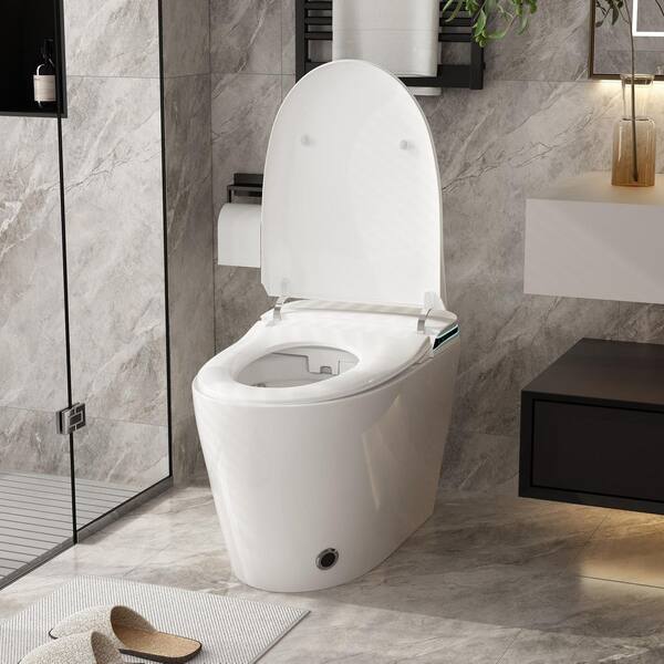 FUFU&GAGA Elongated Smart Bidet Toilet with Foot Sensing, Heated & Digital Display - 1.28 GPF