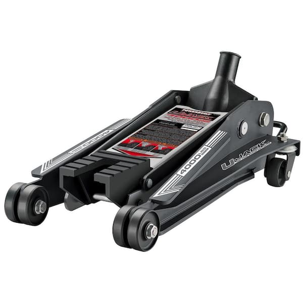 Powerbuilt 2-Ton 4000-LB U-Jack Garage and Shop Vehicle Floor Jack, Black