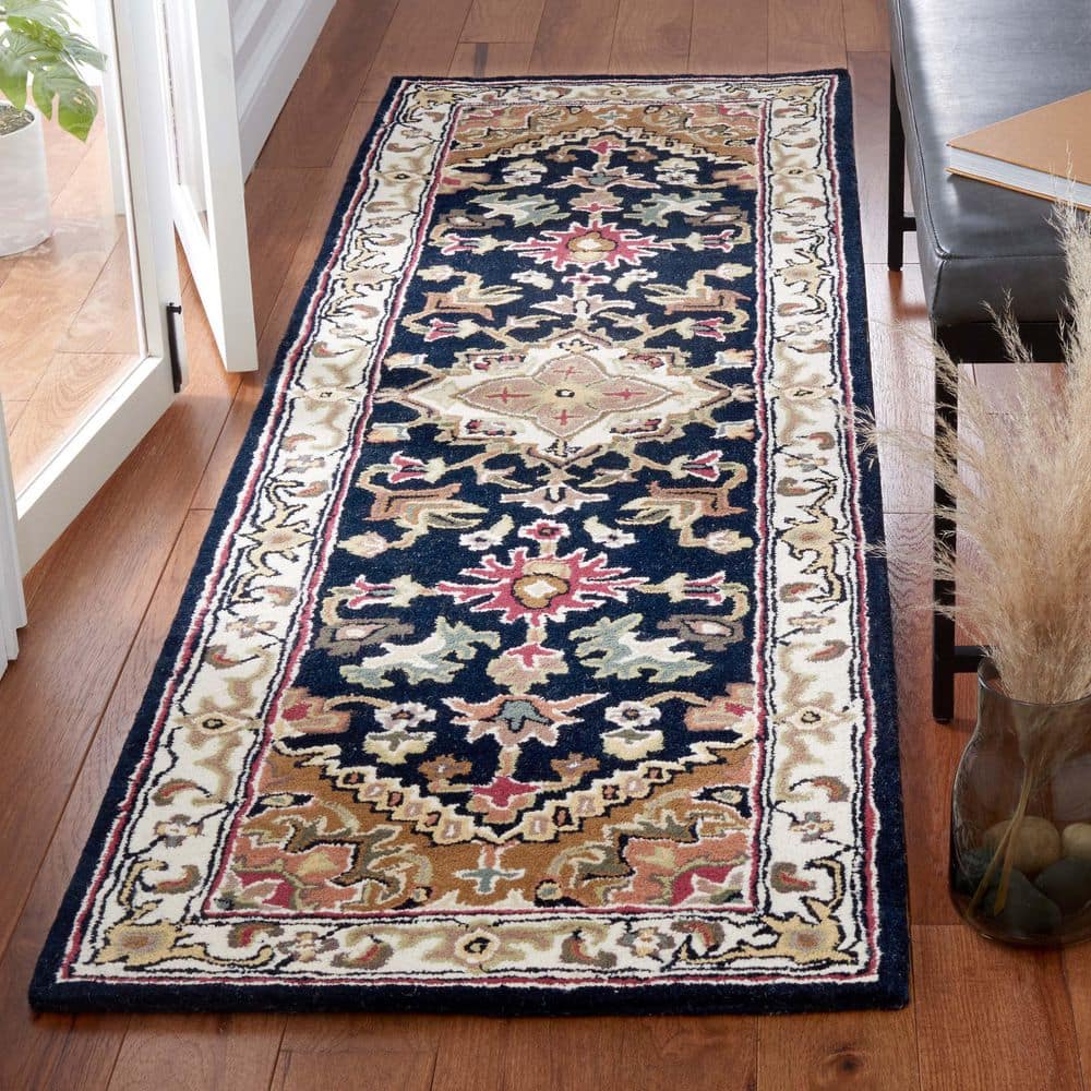 Heritage 2 ft. x 10 ft. Navy/Brown Border Floral Medallion Runner Rug price history on PriceWatchPro