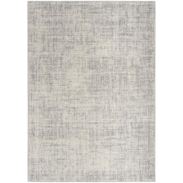 CALVIN KLEIN Currents Ivory Grey 5 ft. x 7 ft. Abstract Contemporary Area Rug