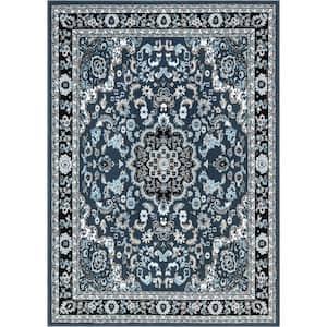 Persa Nima Traditional Medallion Persian Blue 5 ft. 3 in. x 7 ft. 3 in. Area Rug