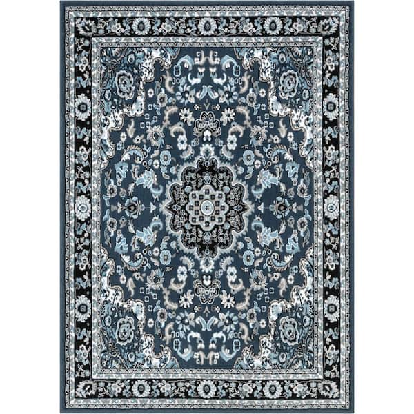 Well Woven Persa Nima Traditional Medallion Persian Blue 5 ft. 3 in. x 7 ft. 3 in. Area Rug
