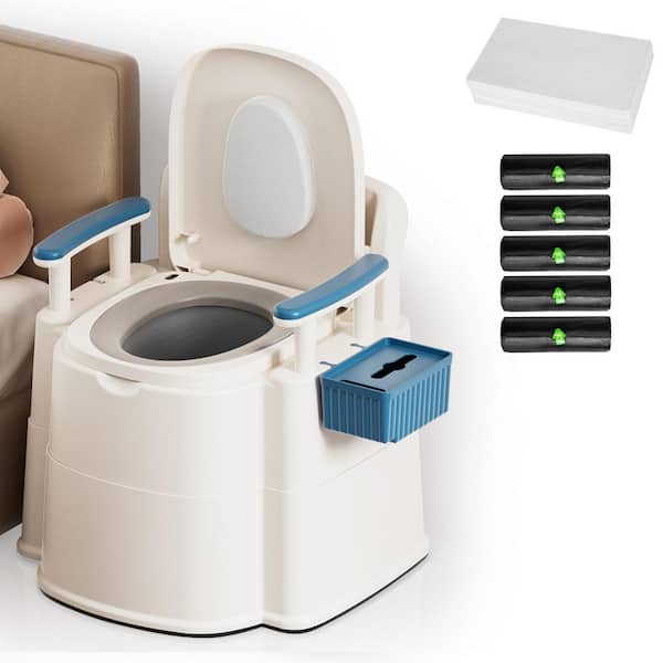 Bedside Commodes for Seniors with 100 Liners and 50 Large Absorbent Pads, 16.3 in. Seat Width, 500 lbs. Heavy Duty