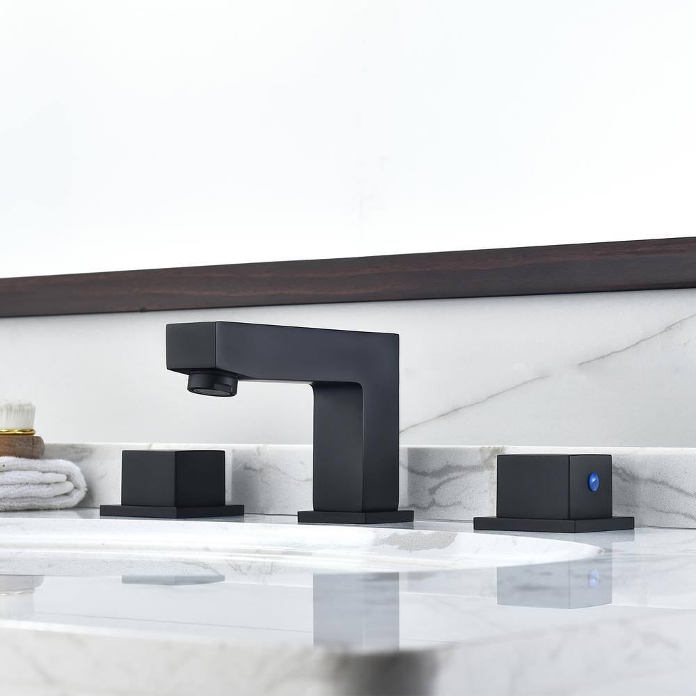 Matte Black Modern Double Handle Widespread Bathroom Faucet