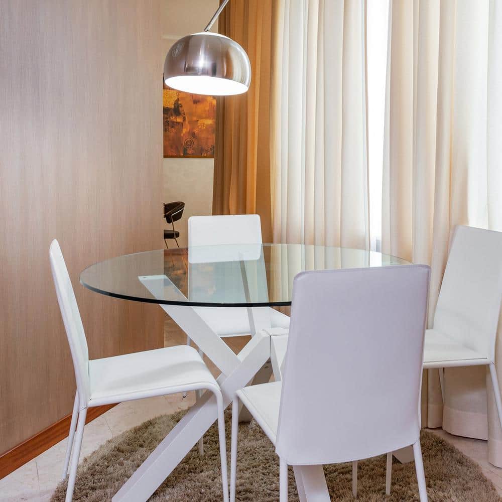 Elegant 32" Round Clear Tempered Glass Dining Table