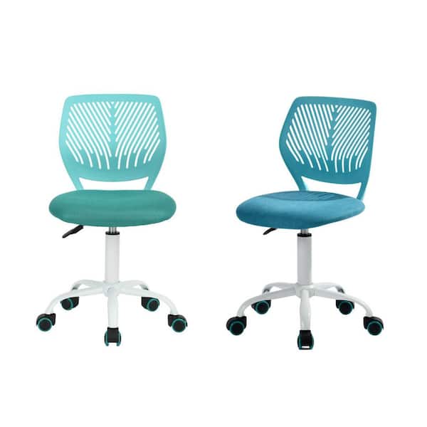 Homy Casa CARNAT Kids Desk Chair Set of 2, Adjustable Swivel Chair with Cushioned Seat and Lumbar Support, Blue and Teal
