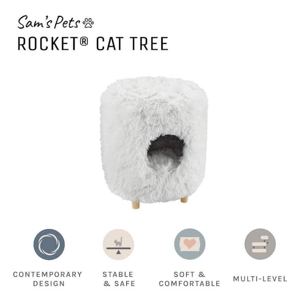 Sam's Pets Rocket 18 in. White Cat Tree Cylinder SP-CT1262WH