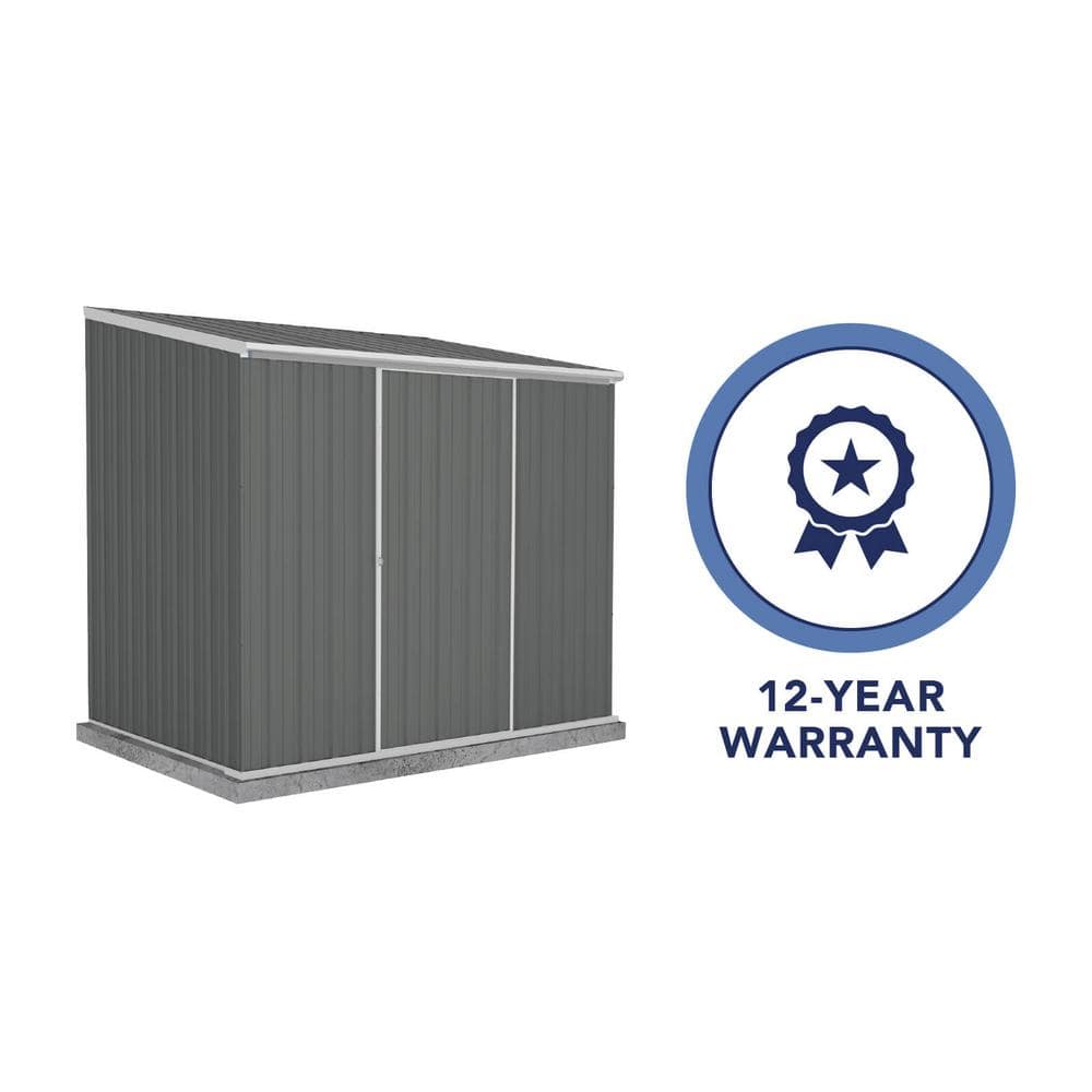 Woodland Gray 7' x 5' Metal Storage Shed with Sliding Door