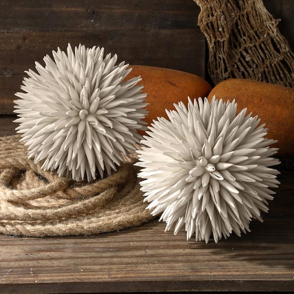 Regency International 5 in. White Artificial Spike Orb
