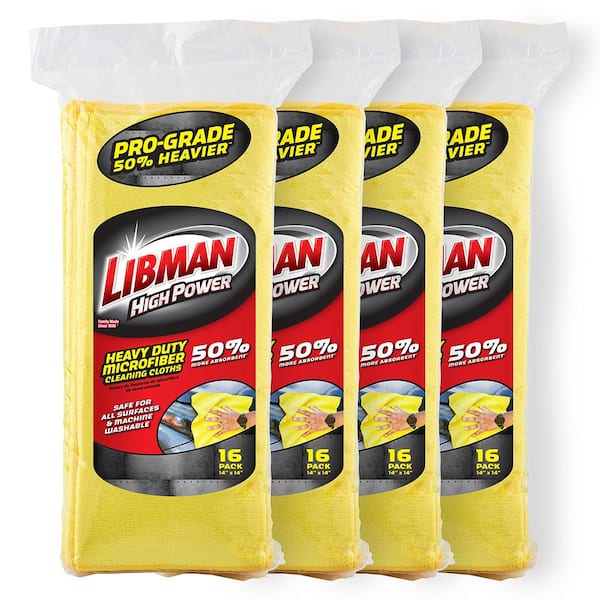 Libman 14 in. x 14 in. High Power Pro-Grade Heavy-Duty Microfiber Cloth Towels (64-Pack)