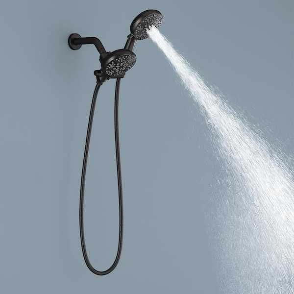 5-Spray Wall Mount 4.72 in. Handheld Shower Head 2.5 GPM, 2 in 1 Head Shower and Head Shower in Matte Black
