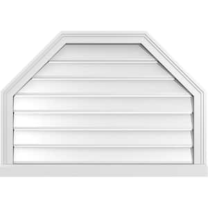 34" x 24" Octagonal Top Surface Mount PVC Gable Vent: Functional with Brickmould Sill Frame