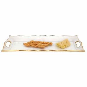 Amelia 7 in. W x 2 in. H x 20 in. D Rectangle Gold Glass Dinnerware and Serving Storage