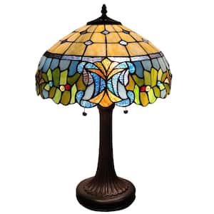 23 in. Multi-Colored Tiffany Style Floral Table Lamp
