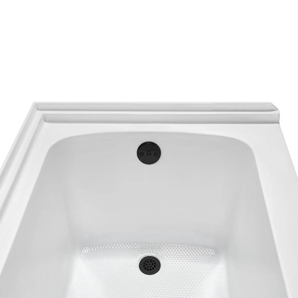 Glossy White Acrylic Alcove Bathtub with Matte Black Trim