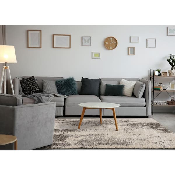 Aura Collections 8 ft. x 11 ft. Beige Distressed Indoor Area Rug